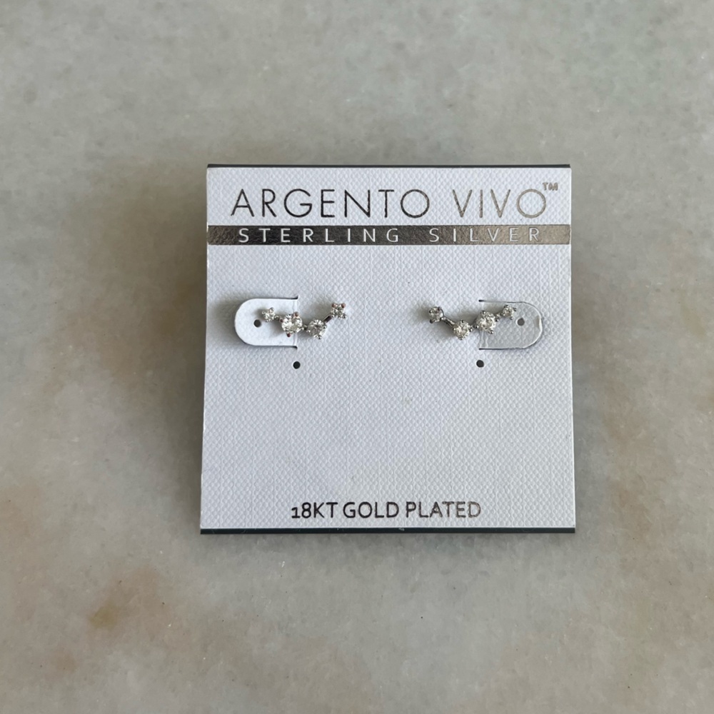 Argento Vivo Sliver Ear Crawler Earrings Stud Classic Style